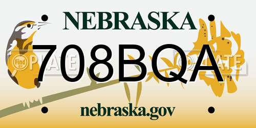 708BQA Nebraska License Plate