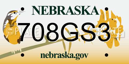 708GS3 Nebraska License Plate