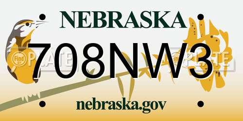 708NW3 Nebraska License Plate