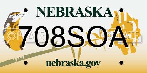708SOA Nebraska License Plate