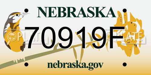 70919F Nebraska License Plate