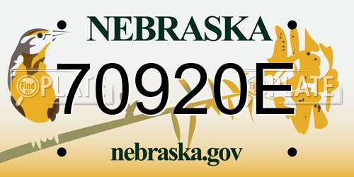 70920E Nebraska License Plate