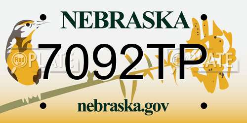 7092TP Nebraska License Plate