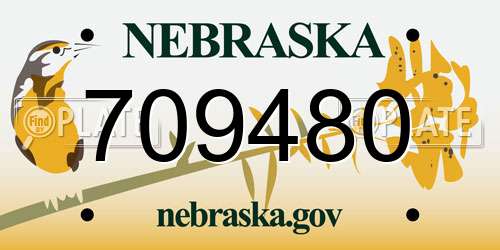 709480 Nebraska License Plate