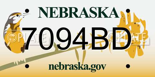 7094BD Nebraska License Plate
