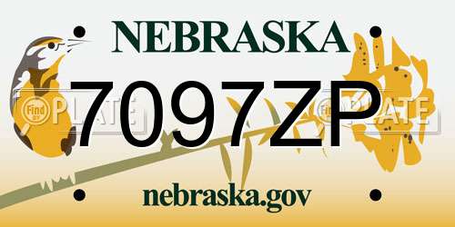 7097ZP Nebraska License Plate