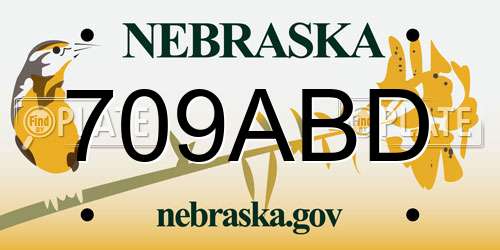 709ABD Nebraska License Plate