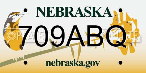 709ABQ Nebraska License Plate