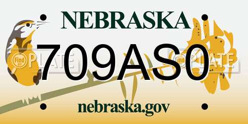 709AS0 Nebraska License Plate