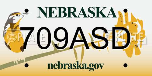709ASD Nebraska License Plate