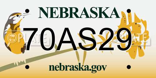 70AS29 Nebraska License Plate