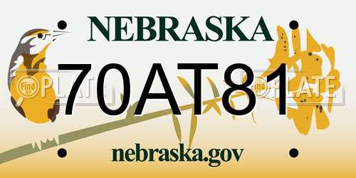 70AT81 Nebraska License Plate
