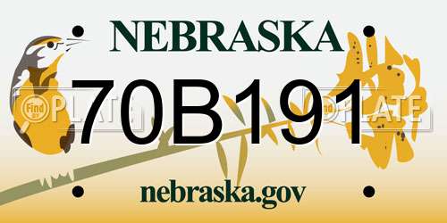 70B191 Nebraska License Plate
