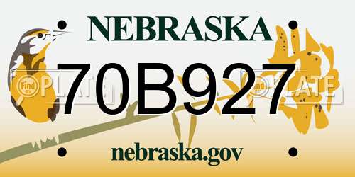 70B927 Nebraska License Plate