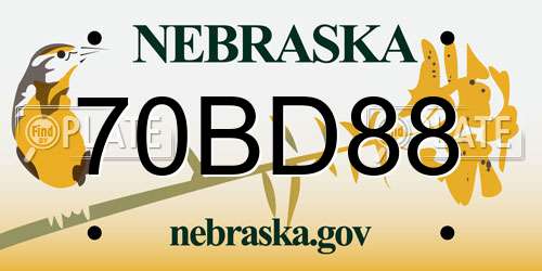 70BD88 Nebraska License Plate