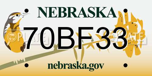 70BF33 Nebraska License Plate