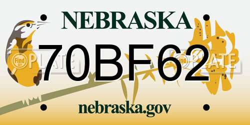 70BF62 Nebraska License Plate