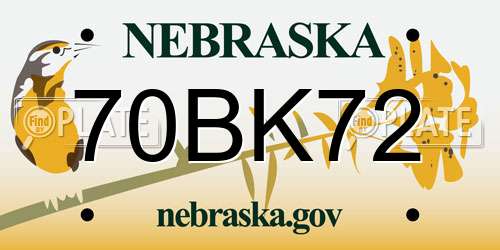 70BK72 Nebraska License Plate