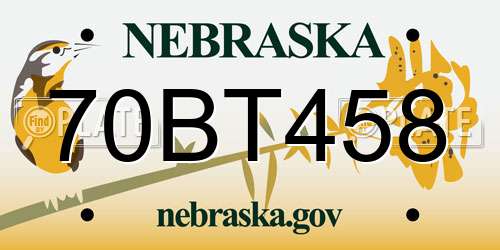70BT458 Nebraska License Plate