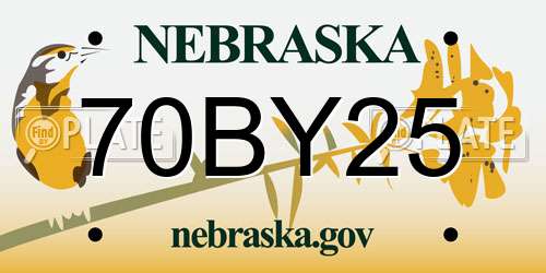 70BY25 Nebraska License Plate