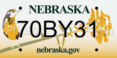 70BY31 Nebraska License Plate