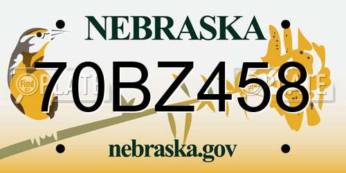 70BZ458 Nebraska License Plate