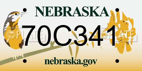 70C341 Nebraska License Plate