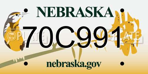 70C991 Nebraska License Plate