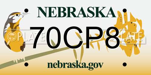 70CP8 Nebraska License Plate