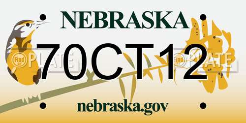 70CT12 Nebraska License Plate