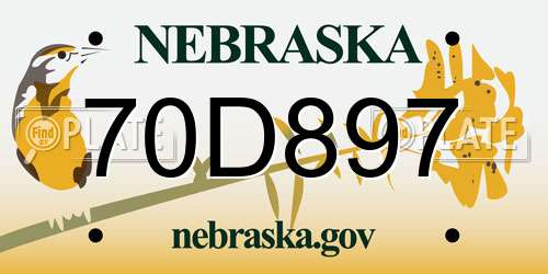 70D897 Nebraska License Plate