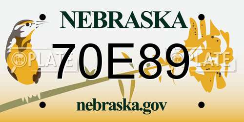 70E89 Nebraska License Plate