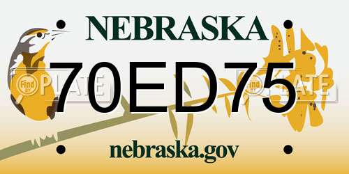 70ED75 Nebraska License Plate