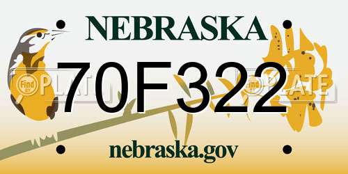 70F322 Nebraska License Plate