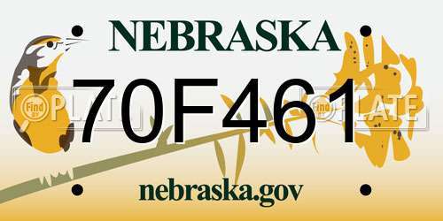 70F461 Nebraska License Plate
