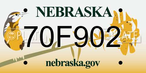 70F902 Nebraska License Plate