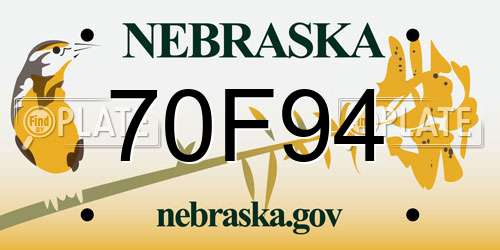 70F94 Nebraska License Plate
