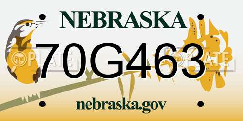 70G463 Nebraska License Plate