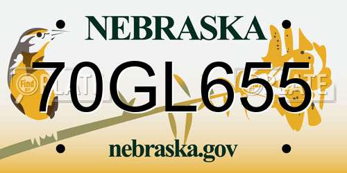 70GL655 Nebraska License Plate