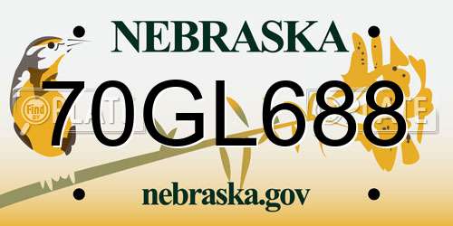 70GL688 Nebraska License Plate