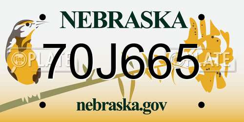 70J665 Nebraska License Plate