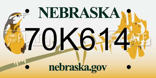70K614 Nebraska License Plate