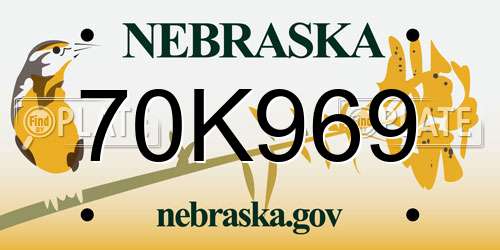 70K969 Nebraska License Plate