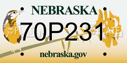 70P231 Nebraska License Plate