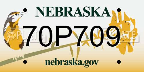 70P709 Nebraska License Plate