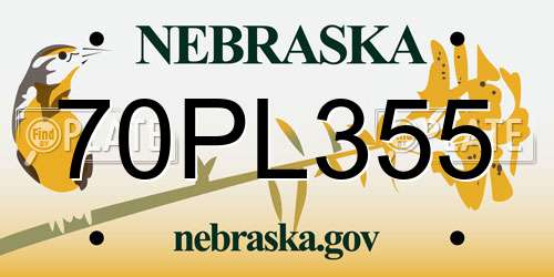 70PL355 Nebraska License Plate