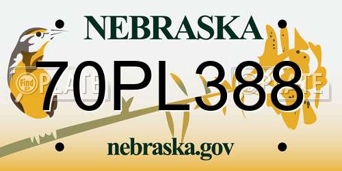 70PL388 Nebraska License Plate