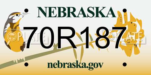 70R187 Nebraska License Plate