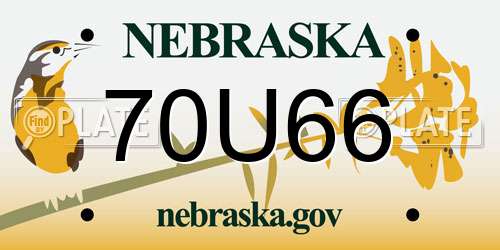 70U66 Nebraska License Plate