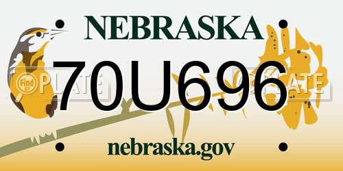 70U696 Nebraska License Plate
